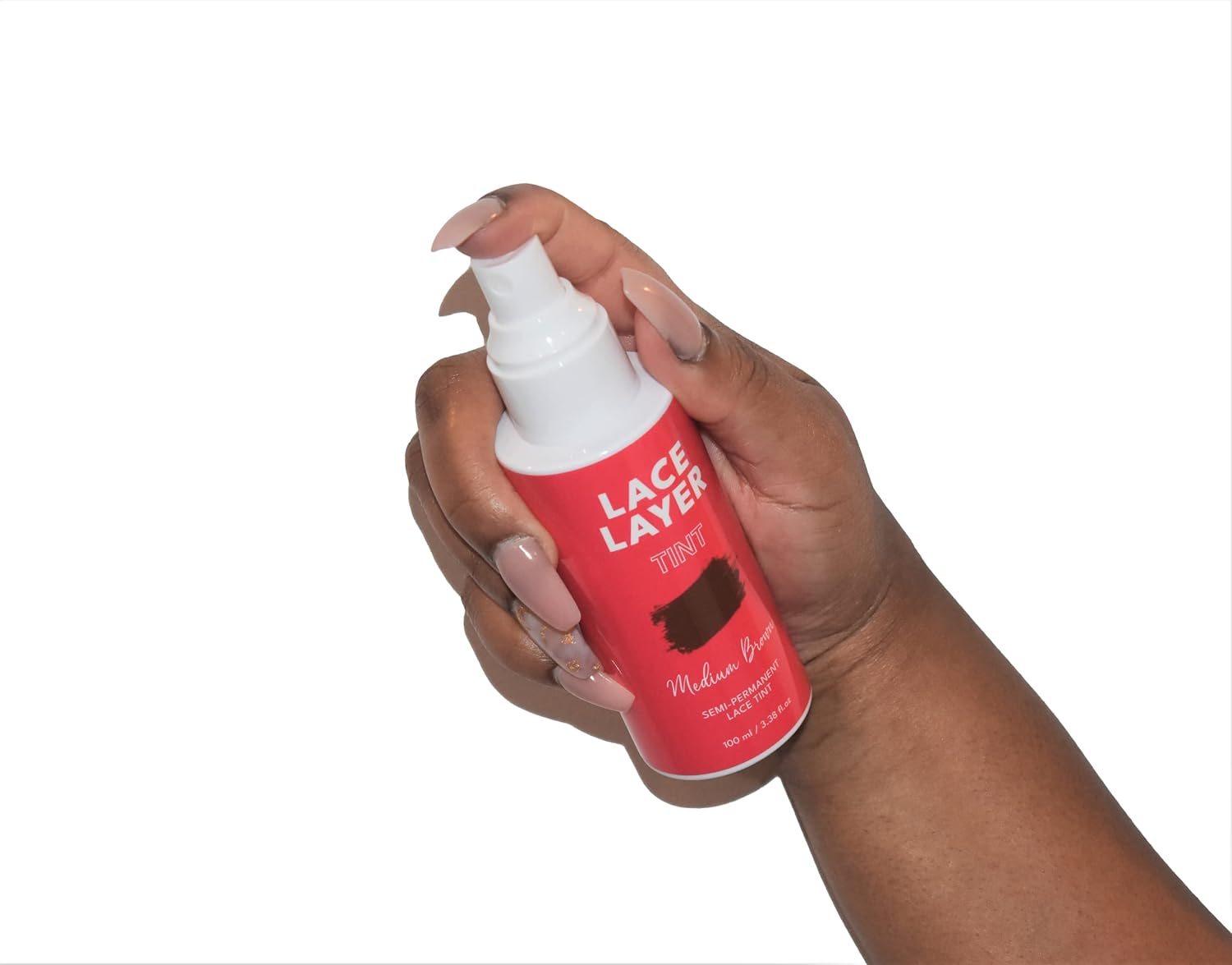 Black Women using Lace Tint Medium Brown Spray