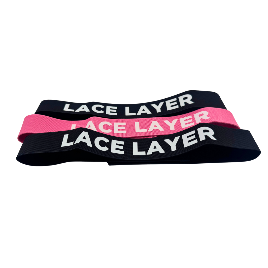 Lace Layer Wig Edge Band Set – Pink and Black Elastic Melt Bands for Lace Wig Installs