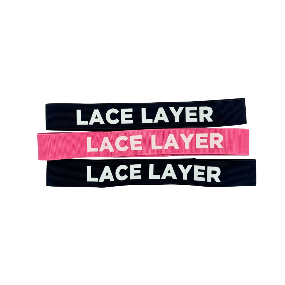 Elastic Melt Band for Lace Wigs  Lace Melt Strap for Flawless Installs (Pink, Black, 3-Pack)